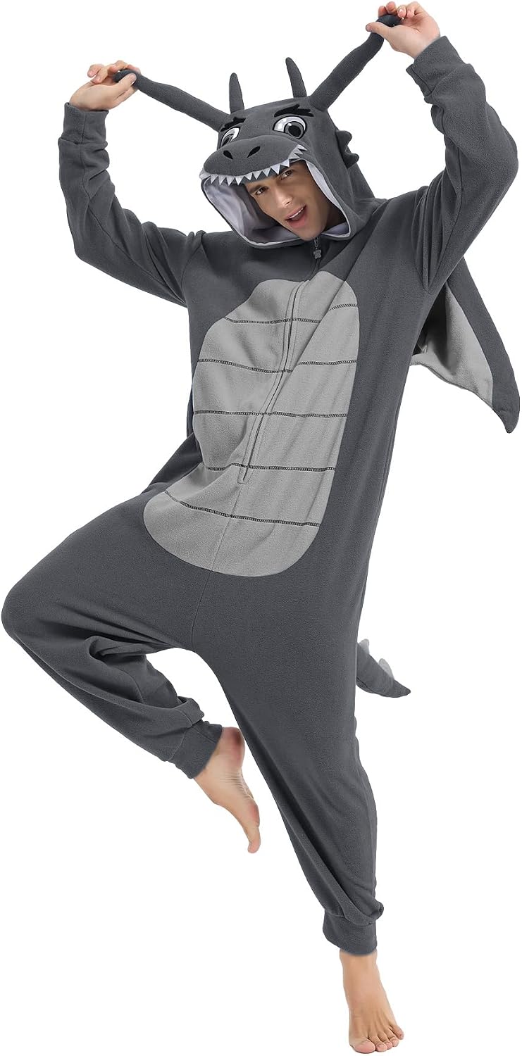 Dragon Onesie Adults Animal Cosplay Pajamas Halloween Costumes Jumpsuit One Piece Sleepwear