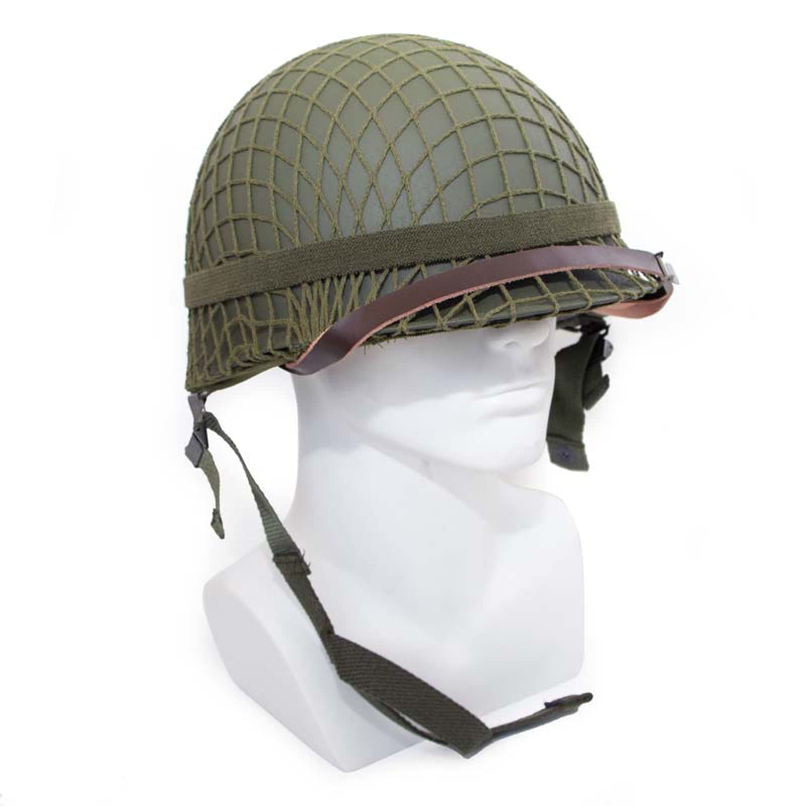 Casque Militaire M1 Réplique WW2 - Acier Vert Avec Filet Camouflage, Taille Réglable 56-62 Cm, Pour Collection Ou Airsoft