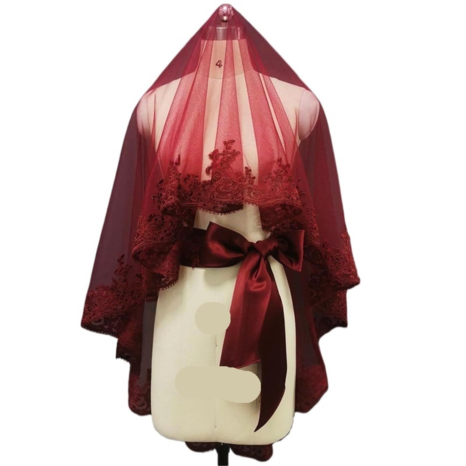 ZXGRfdefa gauze headscarf, Dark Wedding Veil Belt One Layer Short Bridal Accessories(With Belt)
