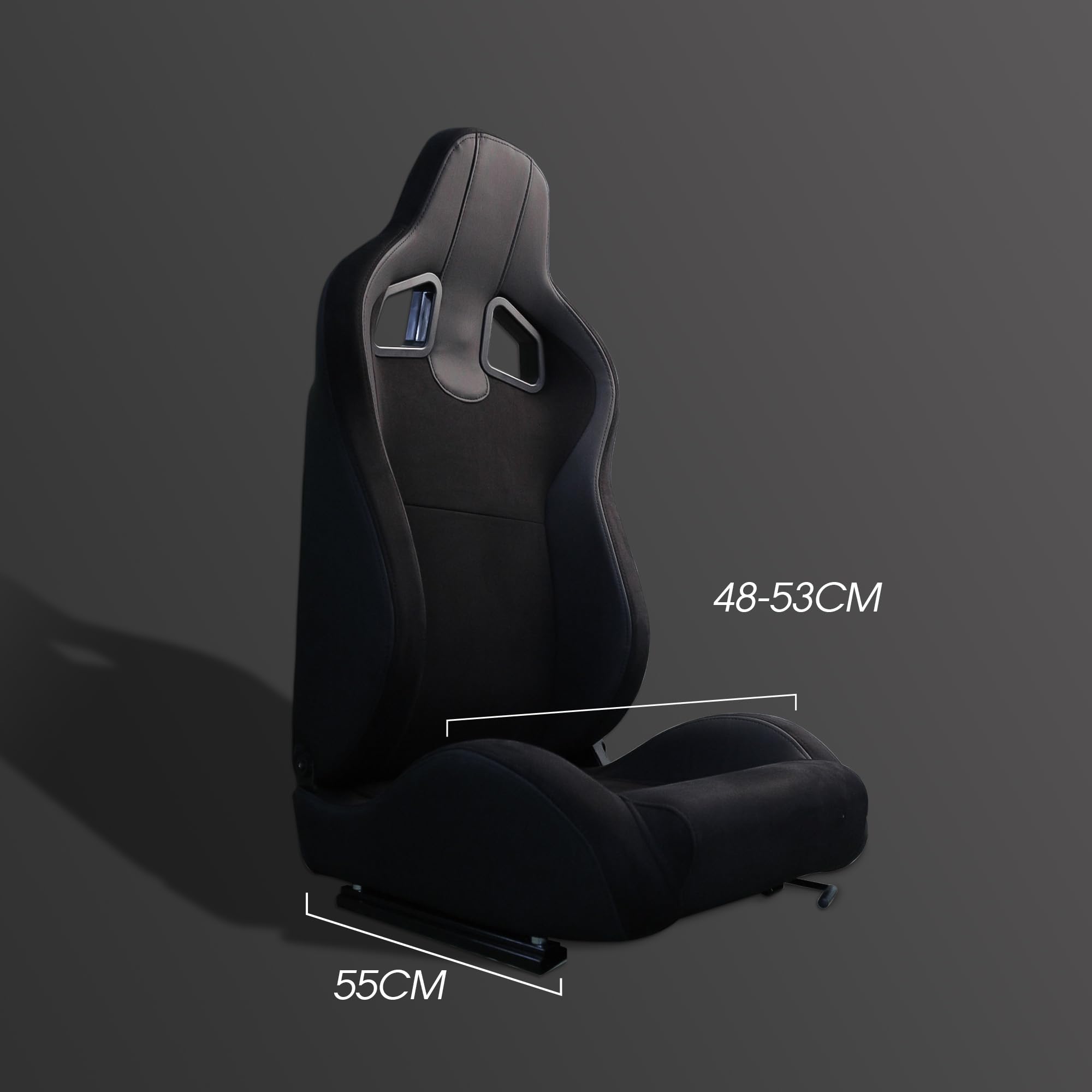 M MODAUTO Semibaquet Alcántara y cuero negro Adaptable para Coches.Ríeles Incluidos,Asiento Conductor,Asiento Deportivo. (N790R)