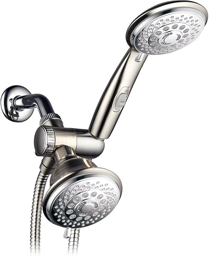 HotelSpa - Combo de cabezal de regaderaregadera de mano de 2 tonos (cromoacabado de níquel cepillado) de lujo de colección de diseñador con 30