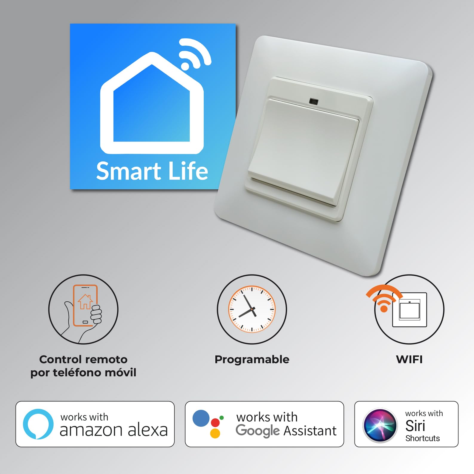 LED ATOMANT WLAN Schalter 1 Drucktaster Weiß Smart Life App