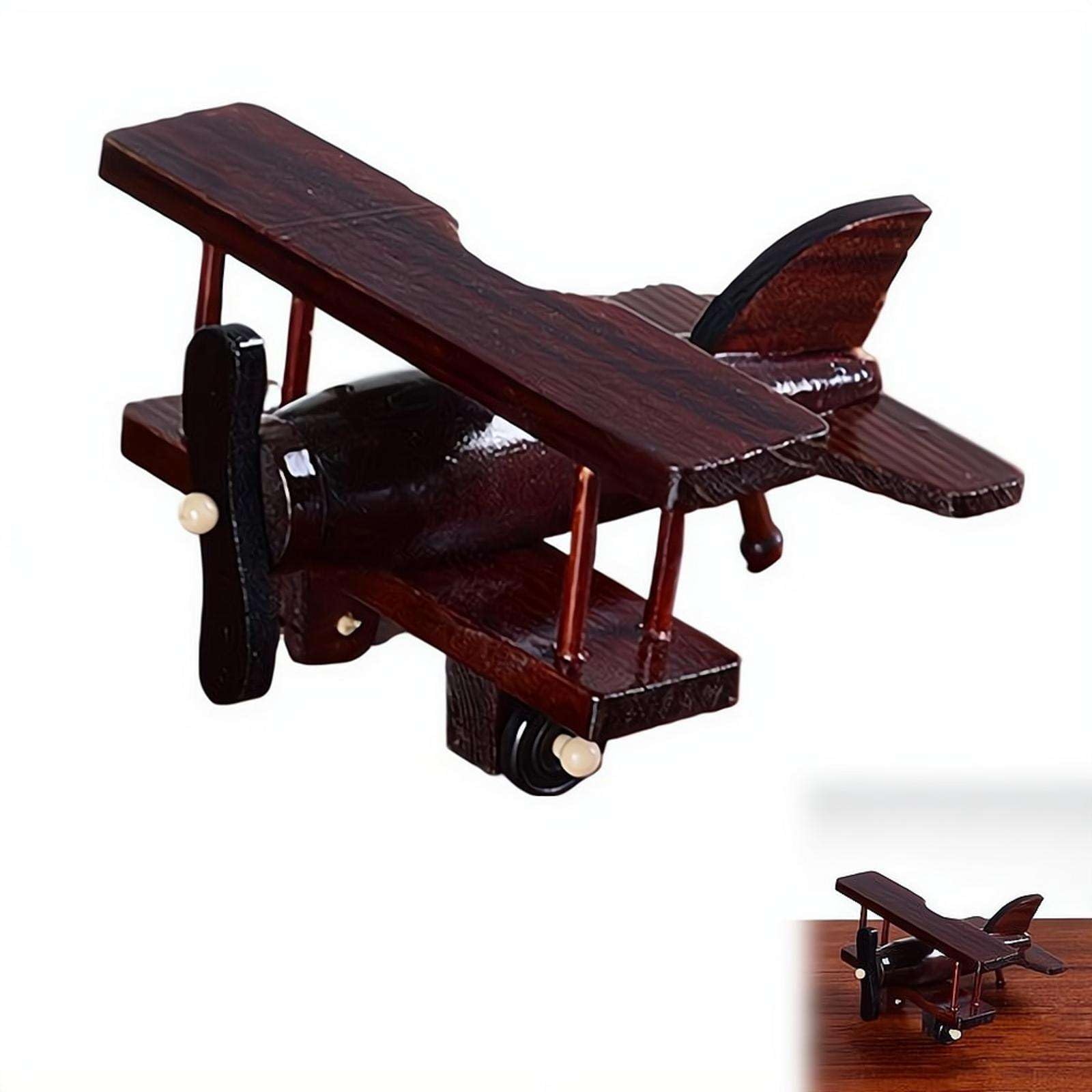 Cikiki Wooden Airplane Decor,Vintage Wood Plane Model Ornament for Nursery Room Office Tabletop Shelf Cabinet Displays Home Desktop