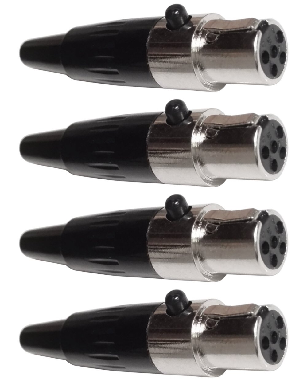 CESS TA5F 5-Pin Mini XLR Female Jack Cable Connector Adapter for Mic Microphone (4 Pack)