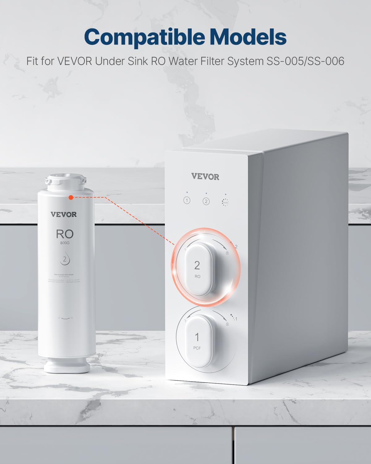 VEVOR System odwróconej osmozy 800 GPD, 11-stopniowy filtr odwróconej osmozy, wkład filtra RO na 24 miesiące, redukuje ołów i chlor, kompatybilny z filtrami wody pod zlewem