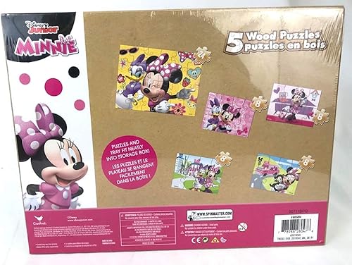 Miniatura 3 de Disney Rompecabezas de 5 piezas de madera de Minnie Mouse en caja de almacenamiento de madera