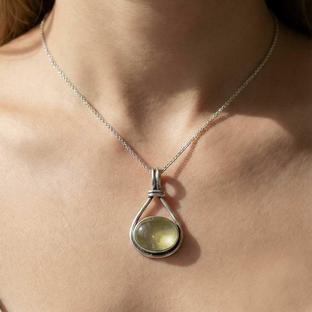 JEWELOPORIUM Boho Handmade Jewelry Natural Gemstone Labradorite, Amethyst, Rose Quartz, Lapis Oval 925 Sterling Silver Plated Pendant Necklace For Women