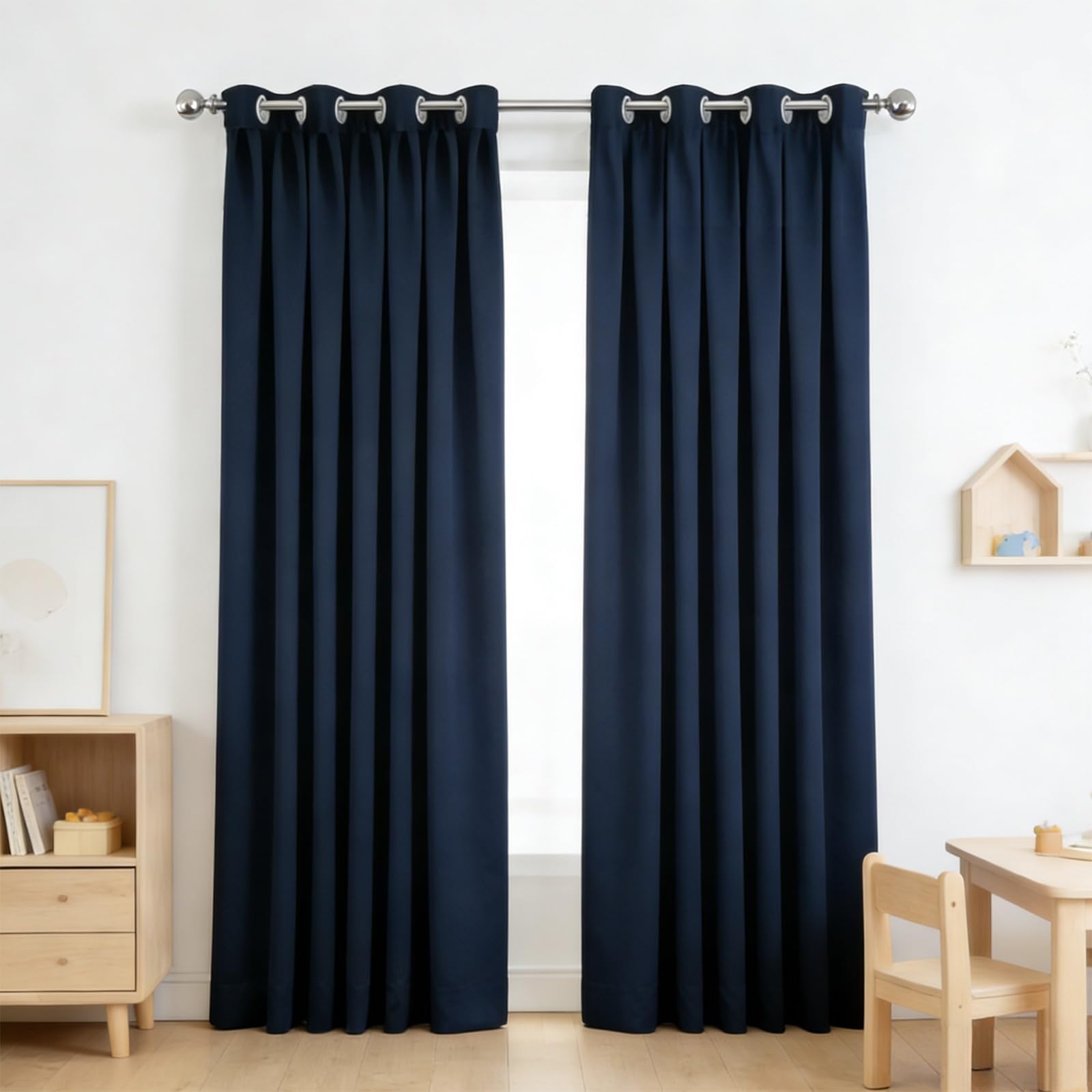 Rideaux opaques anti chaleur et phonique bleu marine 270x145