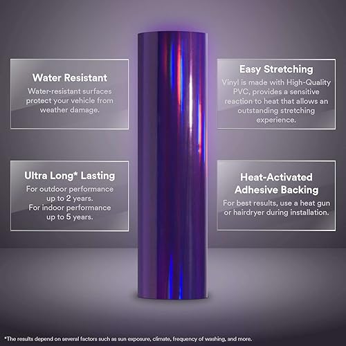Miniatura 4 de Kit de herramientas holográfico de vinilo cromado para automóvil, motocicleta, barco, 36 x 60 pulgadas (3 x 5 pies)