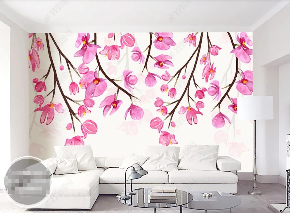 Papier peint panoramique 350x250cm lavable et résistant aux UV fleurs roses