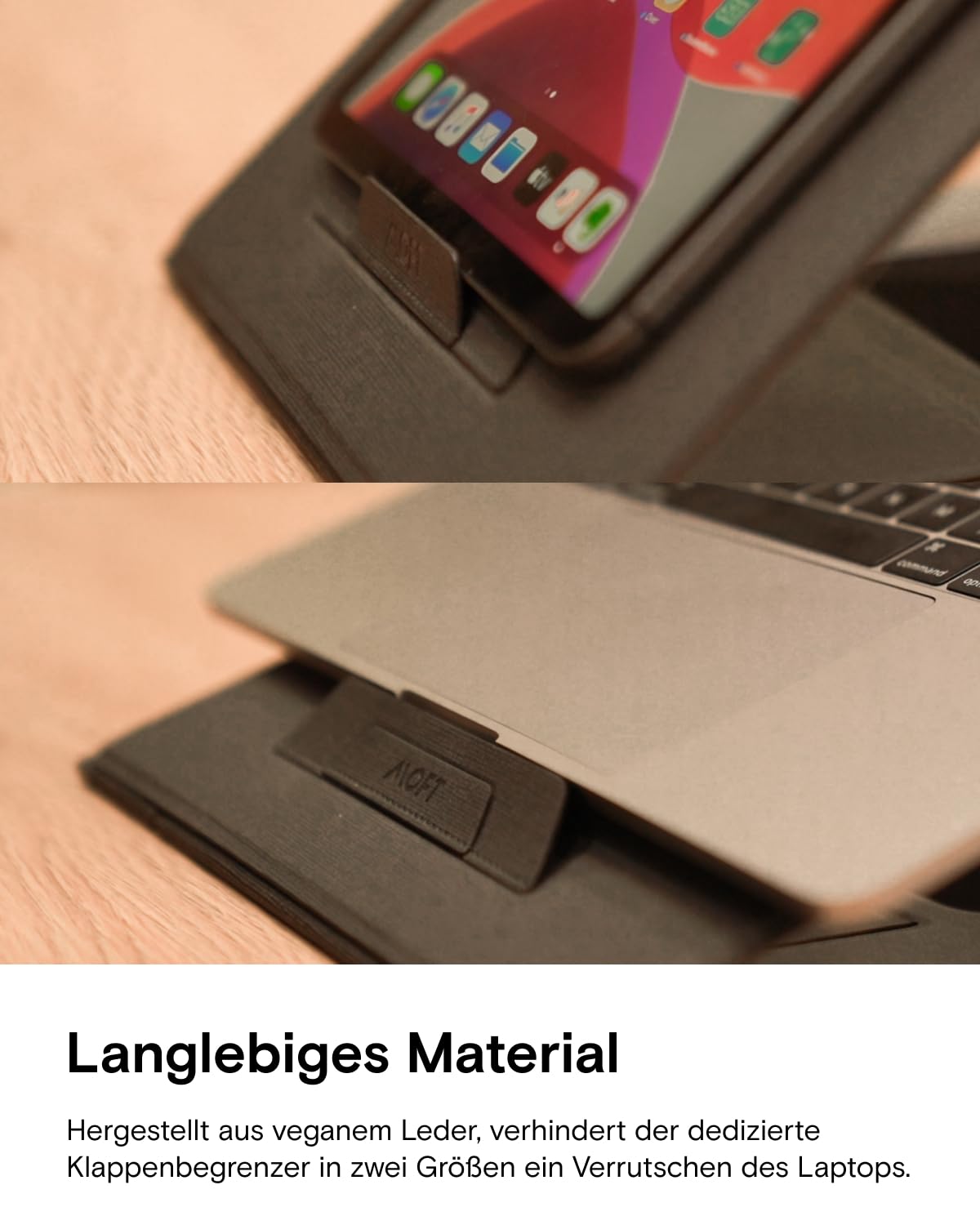 MOFT Z unsichtbarer dünner Ständer und tragbarer Schreibtisch, verstellbare Sitz-/Stehwinkel, kompatibel mit den meisten Laptops (Schwarz)