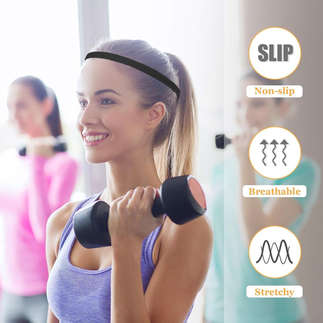 3 Fascie Capelli Sportive Anti-Scadimento - Uomo/Donna Per Palestra, Yoga E Corsa - Foto 13