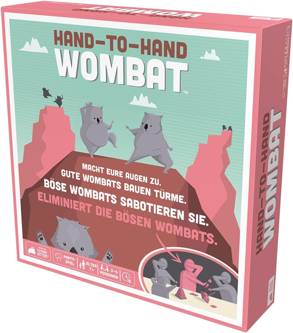Exploding Kittens, Hand-to-Hand Wombat, Party Game, 3-6 Players, from 7+ Years, 15 Minutes, German