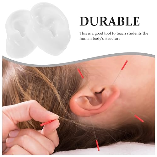 Miniatura 4 de POPETPOP Modelo de oreja de silicona 2 moldes de oreja falsos realistas para exhibición de aretes, práctica de piercing, 2.36 x 1.77 x 1.18 pulgadas