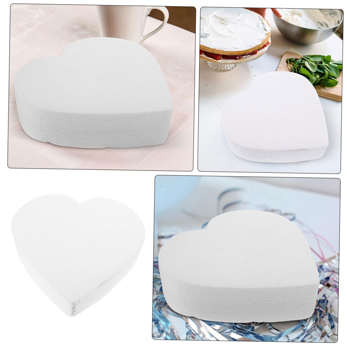 jojofuny Modèle de Gâteau en Mousse Cœur 15 Cm, Accessoire de Pâtisserie, Décoration de Gâteaux Factice, Fourniture de Décoration pour Fêtes et Entraînement la Pâtisserie