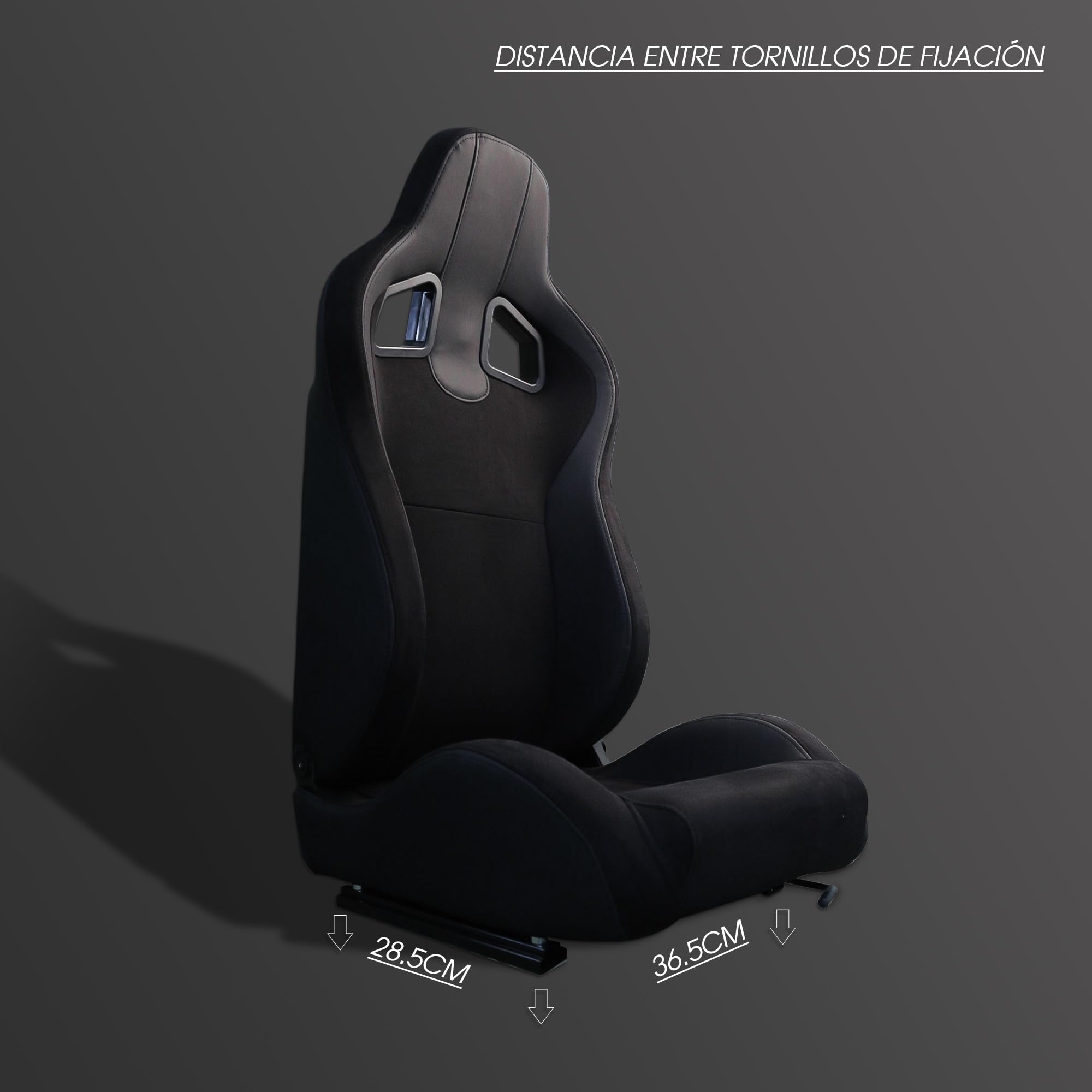 M MODAUTO Semibaquet Alcántara y cuero negro Adaptable para Coches.Ríeles Incluidos,Asiento Conductor,Asiento Deportivo. (N790R)