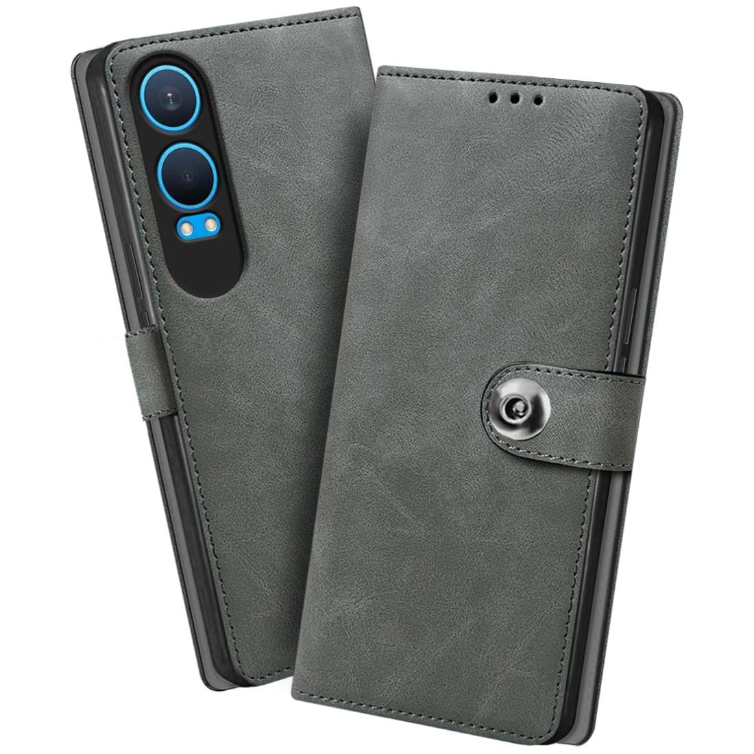Fashionury Flip Back Case for OnePlus Nord CE 4 Lite 5G | Genuine Leather Finish | Designer Button | Inbuilt Pockets & Stand | Flip Cover Back Case for OnePlus Nord CE 4 Lite 5G (Rhino Gray) (B0D9K9VKF1) Amazon Price History, Amazon Price Tracker