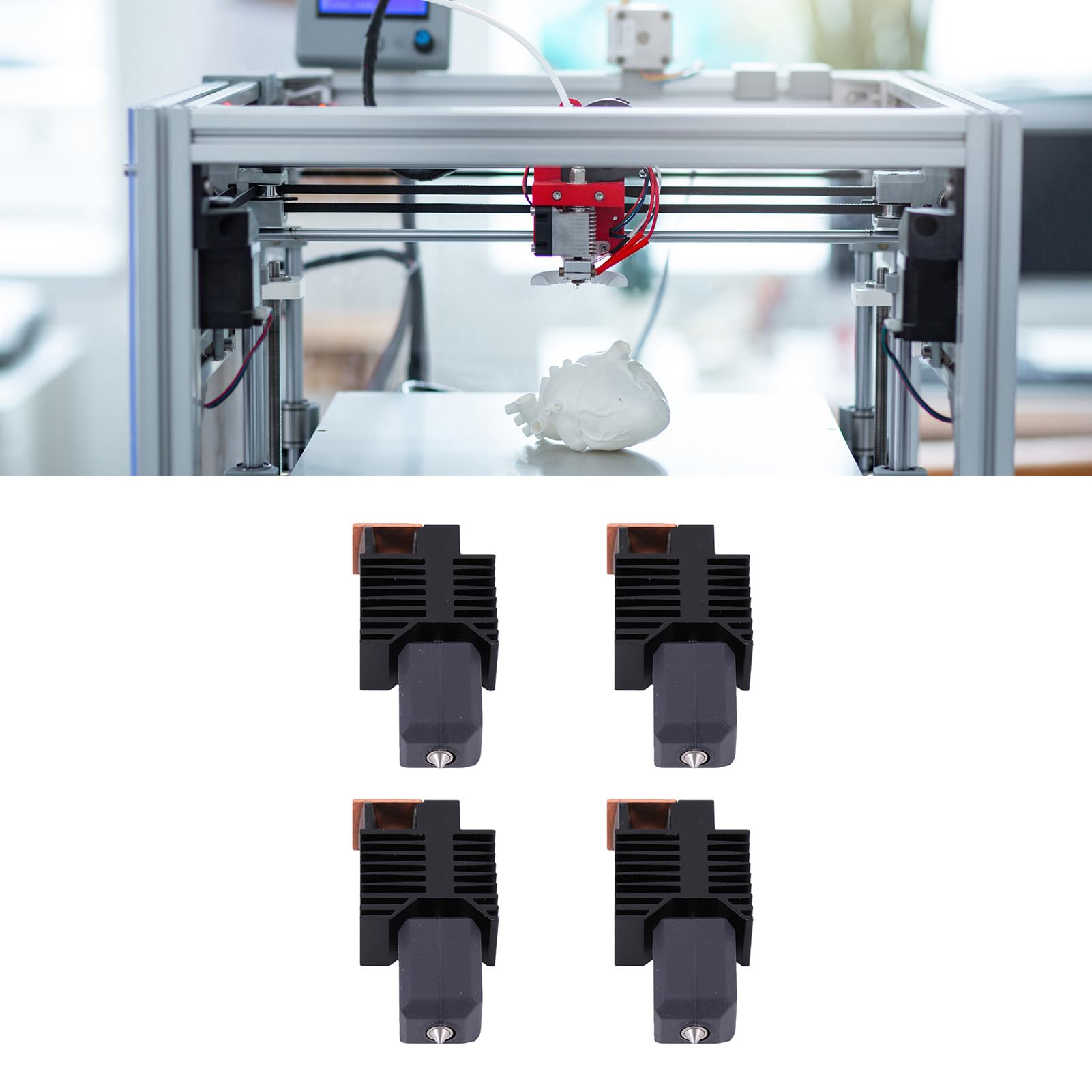 Generic 4 szt. Dysza ze Stali Hartowanej Hotend, Konstrukcja o Wysokim Przepływie do Drukarki 3D Snapmaker U1, Trwała Powłoka Nano 0,2 Mm