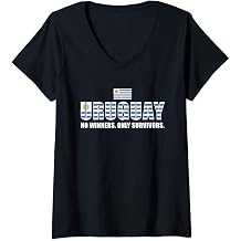 Womens Uruguay No Winners Only Survivors Uruguay Rugby V-Neck T-Shirt