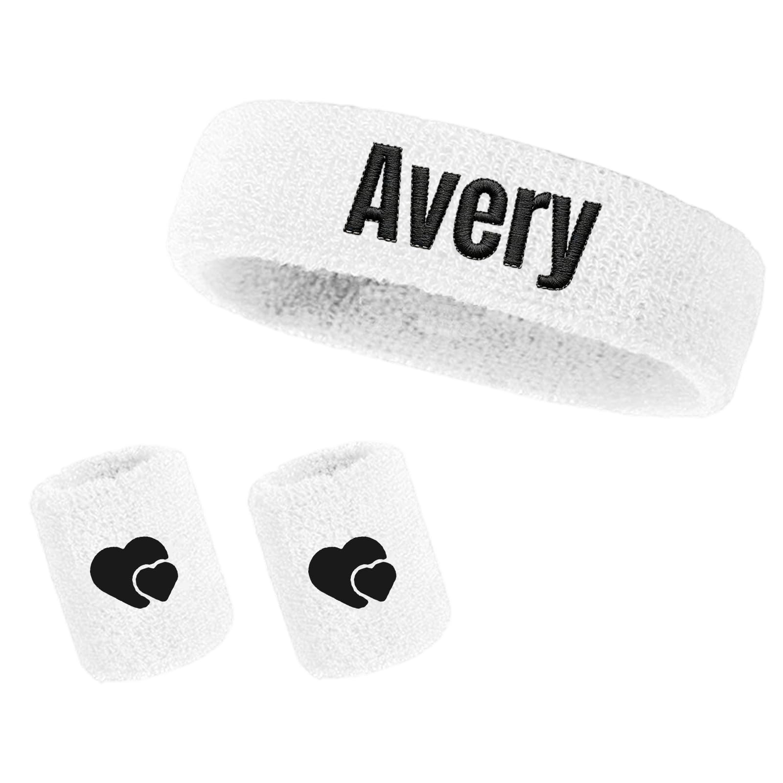 Custom Sports Wristbands, Personalised Embroidered Headband Set – Cotton Sweat Wicking Wrist Sweatband, 3 Piece Workout Accessory – Gift, for Runner Gym Fitness Athlete (K)