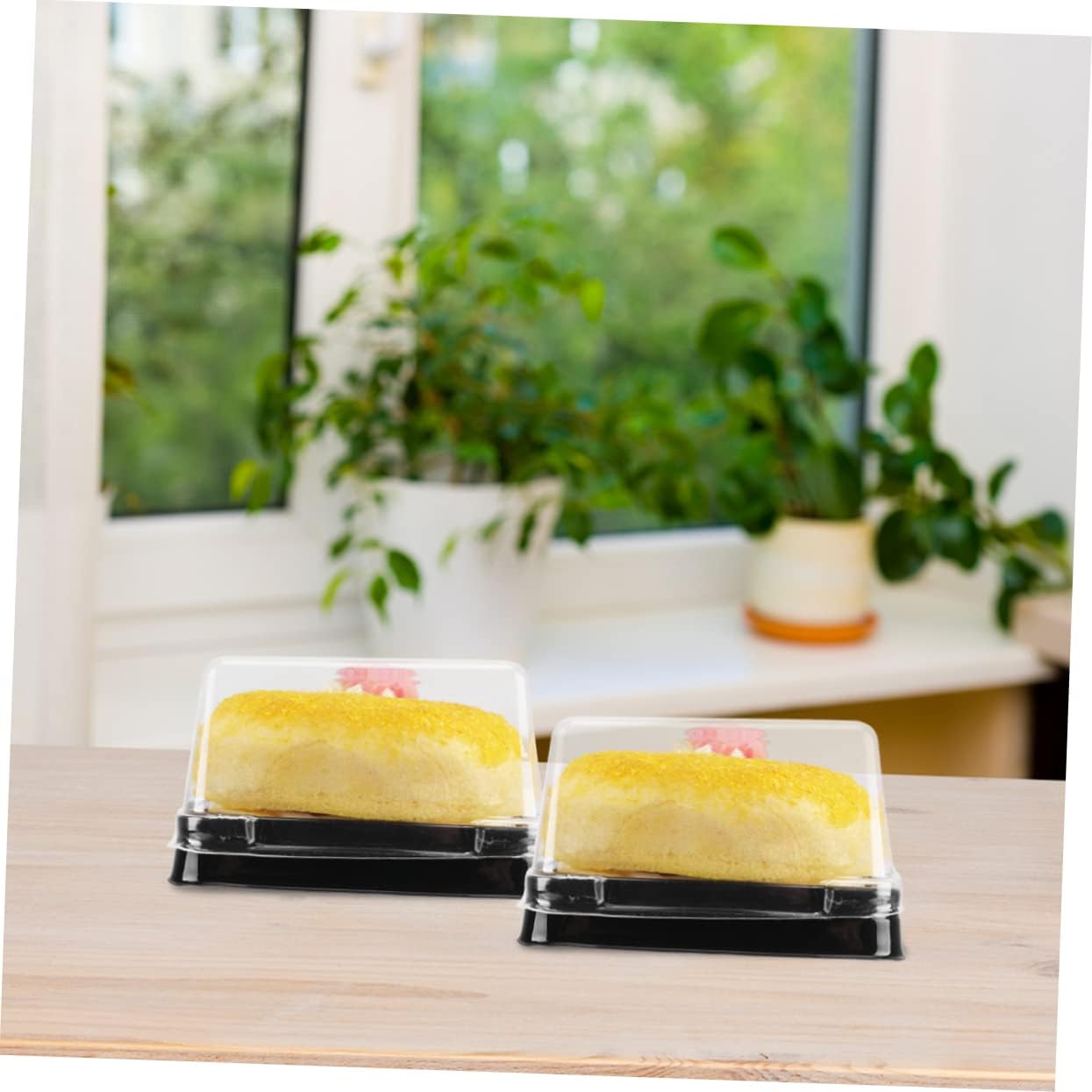 100pcs Transparent Square Cake Packaging Box Disposable Plastic Food Wrapping Box for Desserts and Pastries for Parties Weddings and Celebrations