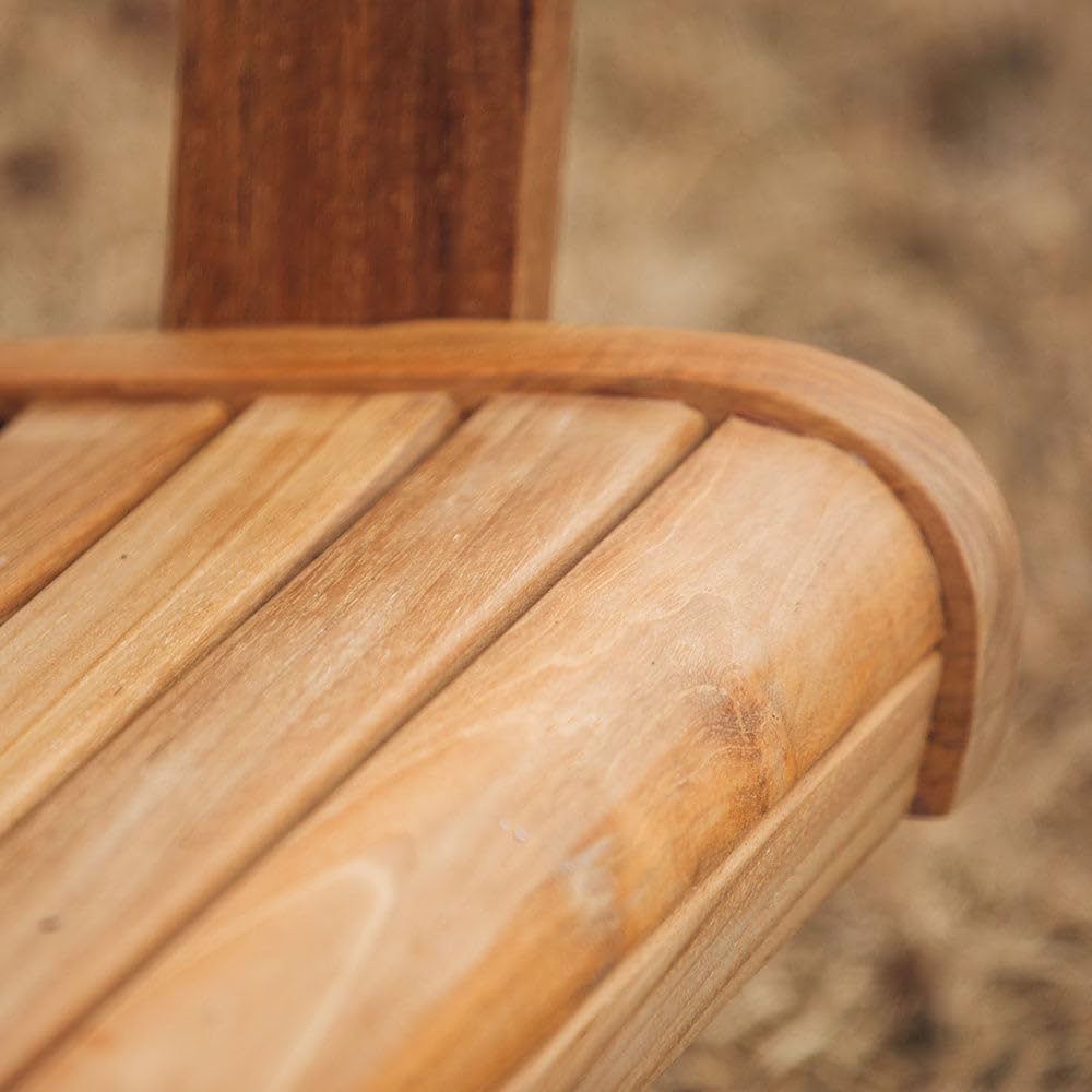 Titan Great Outdoors Grade A Teak Adirondack Chair with Footstool for Backyards and Patios