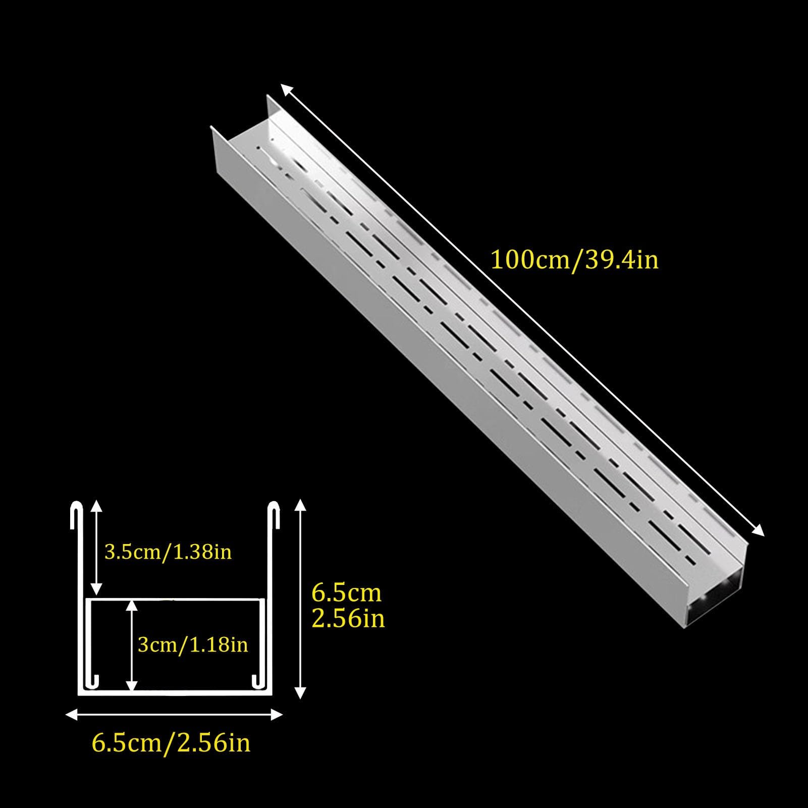 Canaleta de Desagüe Canal De Drenaje En Forma De U De Acero Inoxidable, Canaleta De Desagüe Para Terrazas Y Patios Exteriores, Canaleta De Drenaje De Perfil Bajo Para Paisajismo De Jardín(100x6.5x6.5c