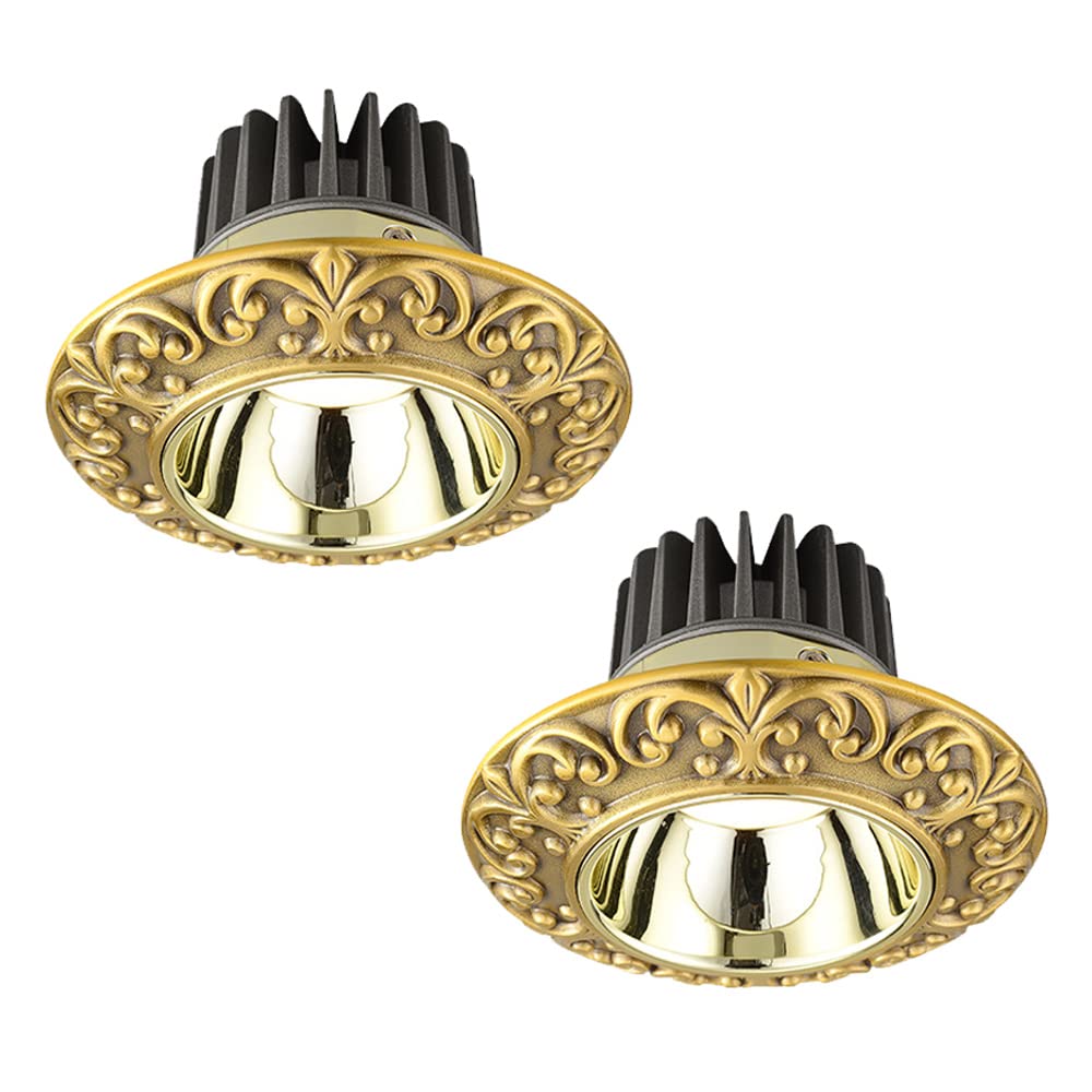 Set Of 8/5/2,brass Downlight With Hand Pattern 3in Eyeball Recessed Light For Aisle Lights Spotlights Disk Light Replacement Conversion Kit,3000K 6-14w