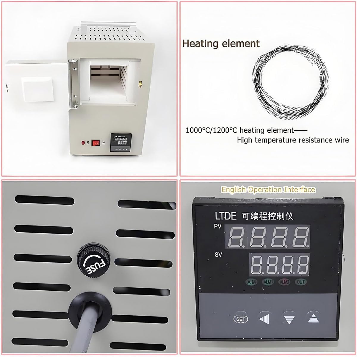 Elektrischer Muffelofen for das Labor, 1000 °C integrierter geschlossener Laborofen mit hoher Temperatur und Programmsteuerung, 1,5 kW kompaktes Tischdesign for effizientes Heizen im Labor