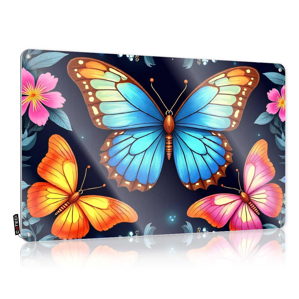 Bar Cart Decor Cute Cool Wall Art - Colorful Butterflies And Flowers Pattern Rustic Wall Art Accessory Easy Hang For Cafe(30X40CM)