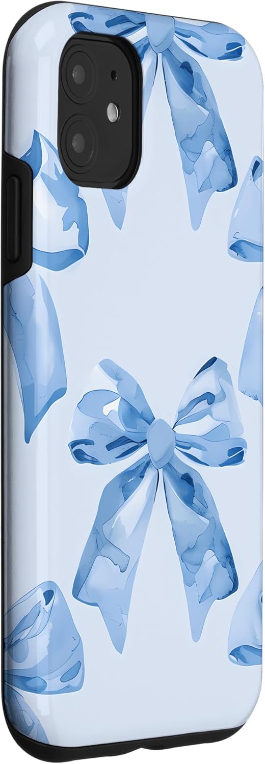 iPhone 11 Pastel Blue Bows Pattern Collection Case