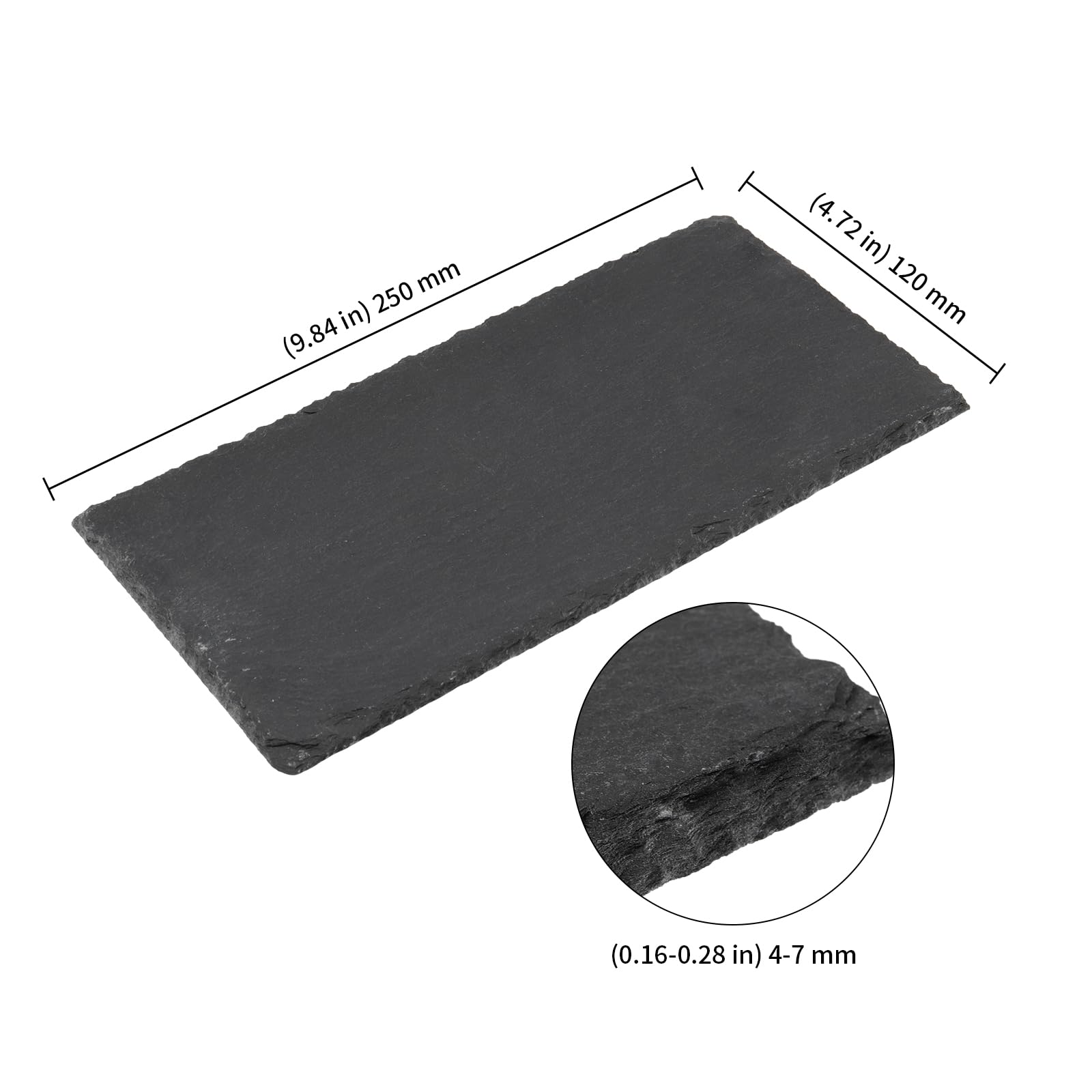 KEILEOHO 10 Piatti da Portata in Ardesia Naturale, 25 x 12 cm, Nero, Resistente al Calore, per Buffet, Sushi, Antipasti e Decorazioni