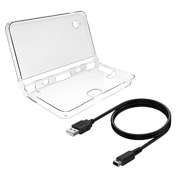 USB Charging Cable and Transparent Hard Protective Shell for DSi XL,3.28Ft USB Charging Cord Compatible with NDSi XL
