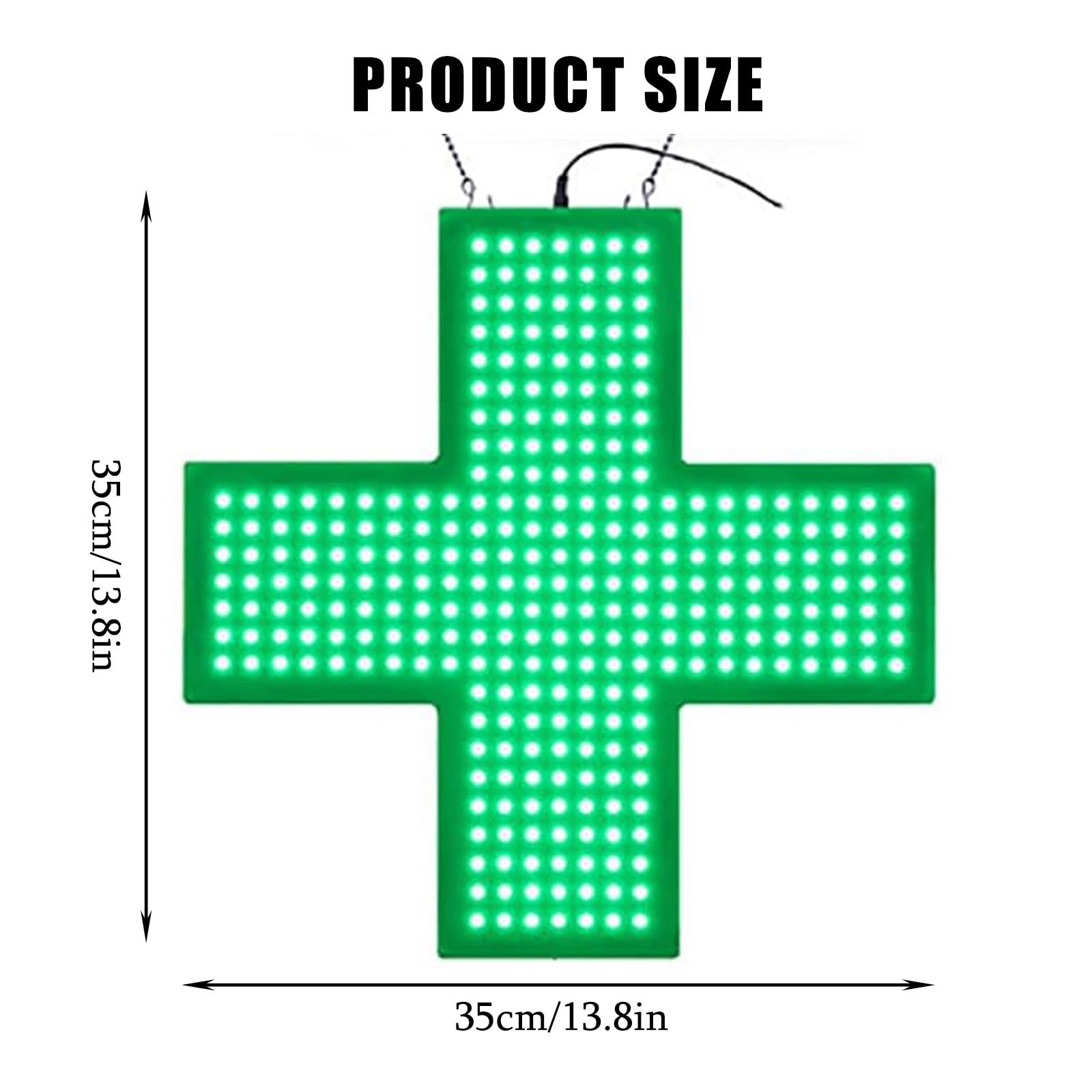 SeñAl De Farmacia Led Cruzada,LáMpara De SeñAl De Cruz De Farmacia,3 Modos De Trabajo Ajustables (Siempre Encendido,Intermitente Y Intermitente General) Para Hospitales,ClíNicas,Green-35 * 35cm