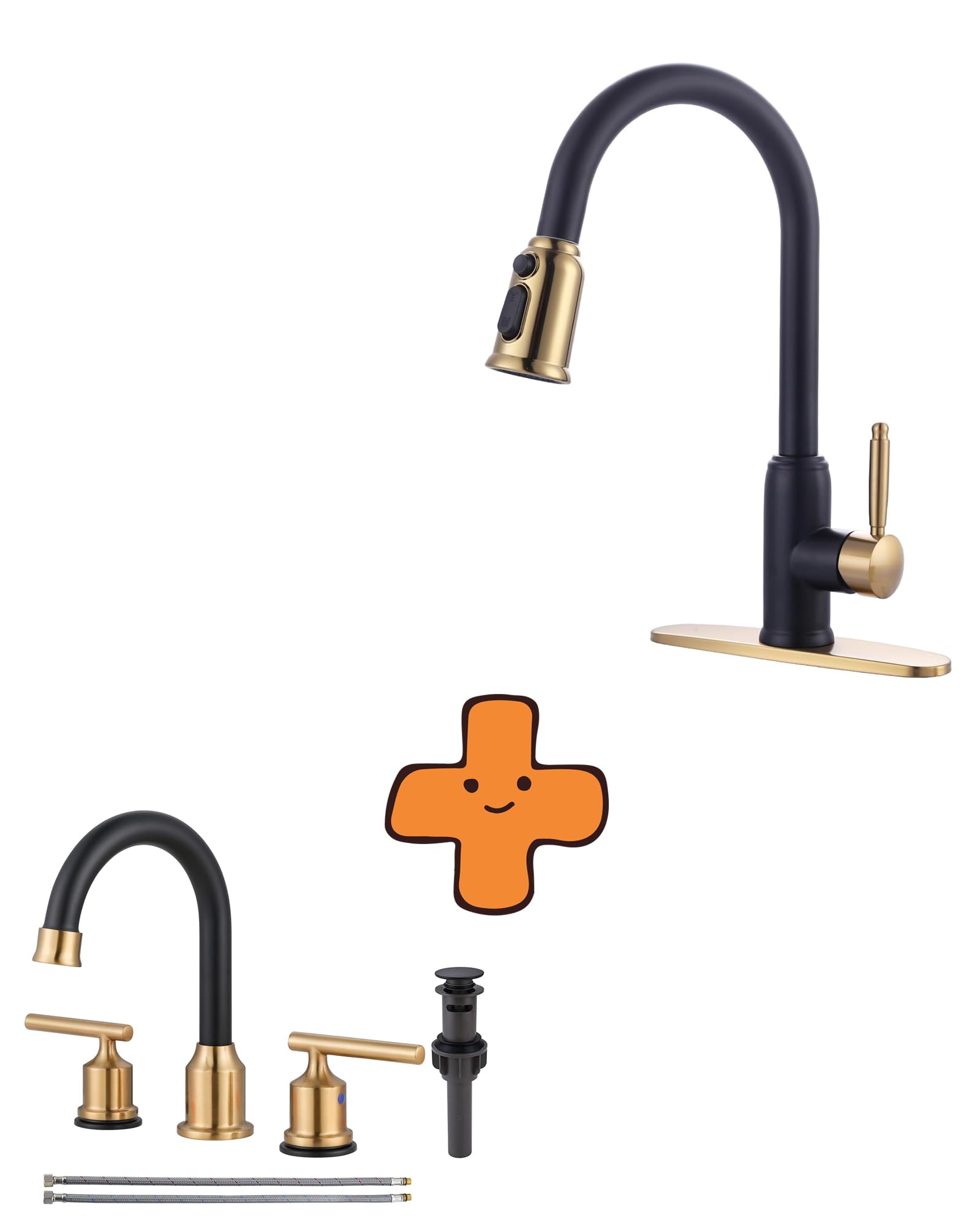 Jnfidosr Black/Gold And Kitchen Faucet With Sprayer And Bathroom Faucet