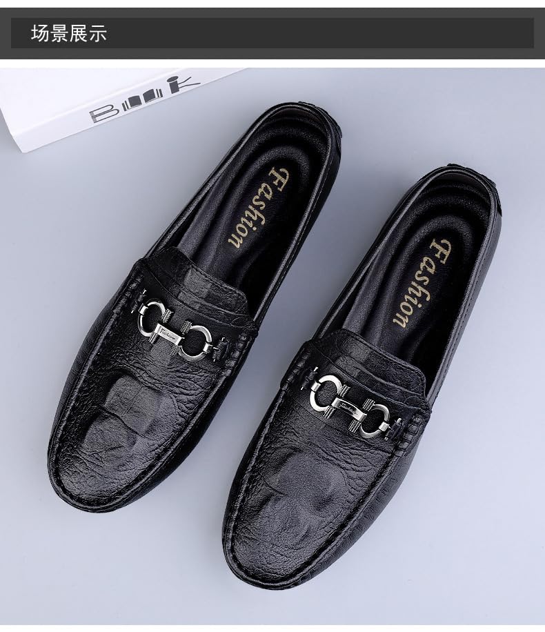 Men's Leather Loafers Flat Heel Loafers Business Lined Dress Shoes Lightweight Wear Resistant Moccasins Comfort Soft Sole Sneakers Oxfords2