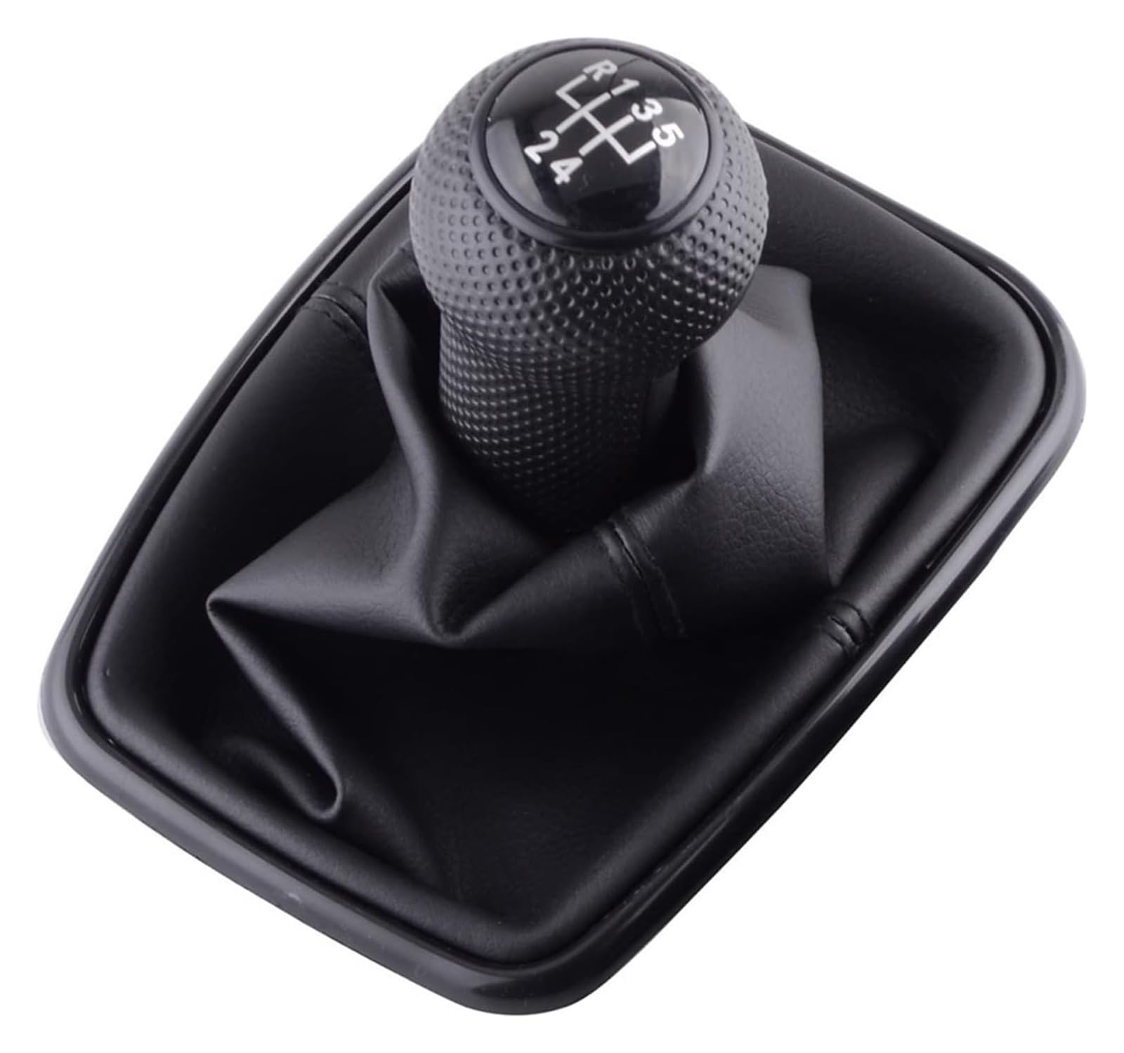 Utongmu Black Manual Gear Shift Knob For Vw For Golf 4 Iv Mk4 Gti R32 For Bora For Jetta Mt 5 Speed Gear Shift Knob Lever Shifter Gaitor Boot Pu Leather(Black)