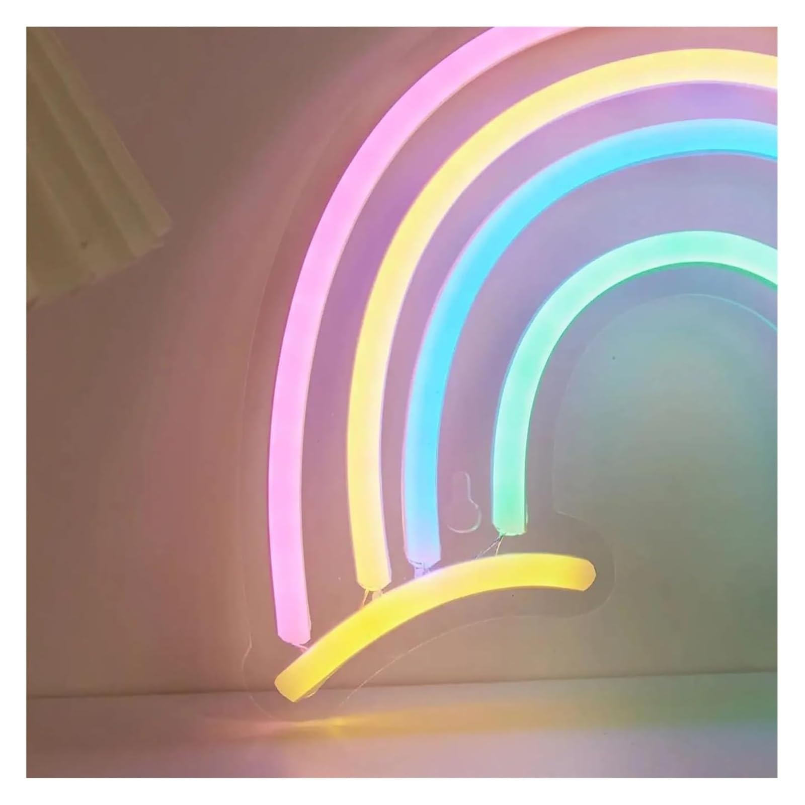 Lampada da parete per insegne al neon arcobaleno, decorazione per camera letto, compleanno, 28,6x22 cm