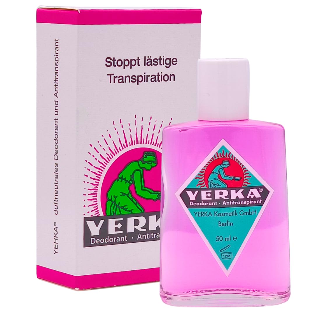 YERKA Deodorant Antitranspirant 3x 50 ml I Schutz bei starkem Schwitzen I Duftneutrales Deo, ohne Alkohol & Konservierungsstoffe I Für Achseln, Hände & Füße I Spar-Set plus Pharma Perle give-away