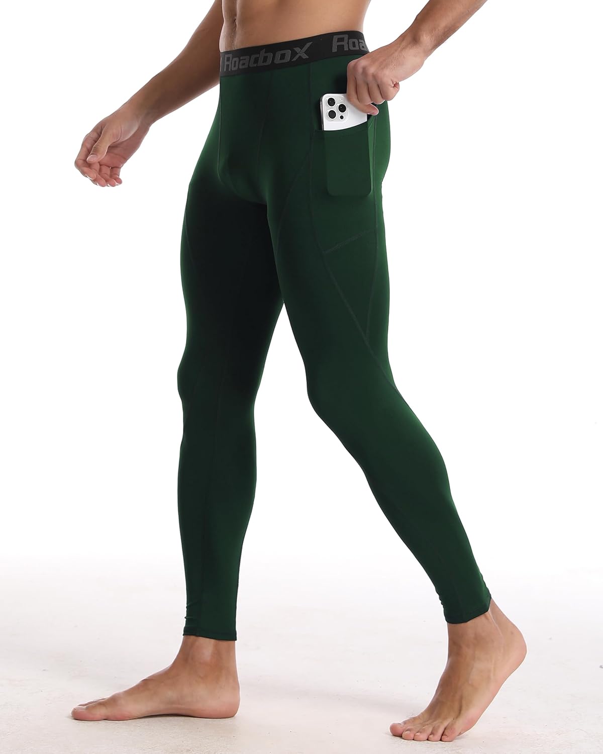 Roadbox 2 Pack Men's Compression Pants, Quick Dry Running Tights Leggings with Pockets, Athletic Base Layer for Workout Gym - Image 4