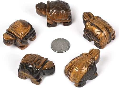 Miniatura 2 de Justinstones Ojo de tigre amarillo, cristal curativo, tortuga, tortuga, bolsillo, figuritas de piedra tallada, manualidades, decoración del hogar, 2