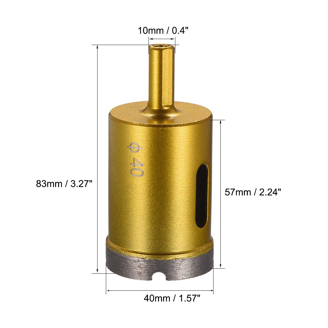 Uxcell 40mm Diamond Core Drill Bit - Wet Use Only For Concrete, Brick, Tile, Stone & Glass