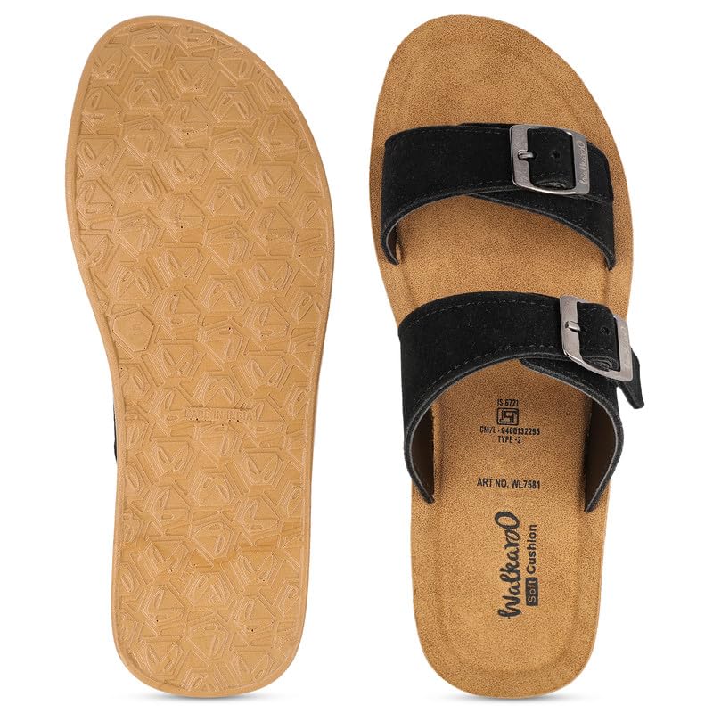 Image of WALKAROO Women's Fashion Sandals with Cushion Sole, Toe Seperator, Dual Straps with Buckles and Lightweight - WL7581