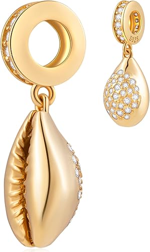 GLOWDAS Abalorios de plata de ley 925 con diseño de vida oceánica, sirena, pulpo, concha marina, concha, delfín, ancla colgante, pulsera de animales