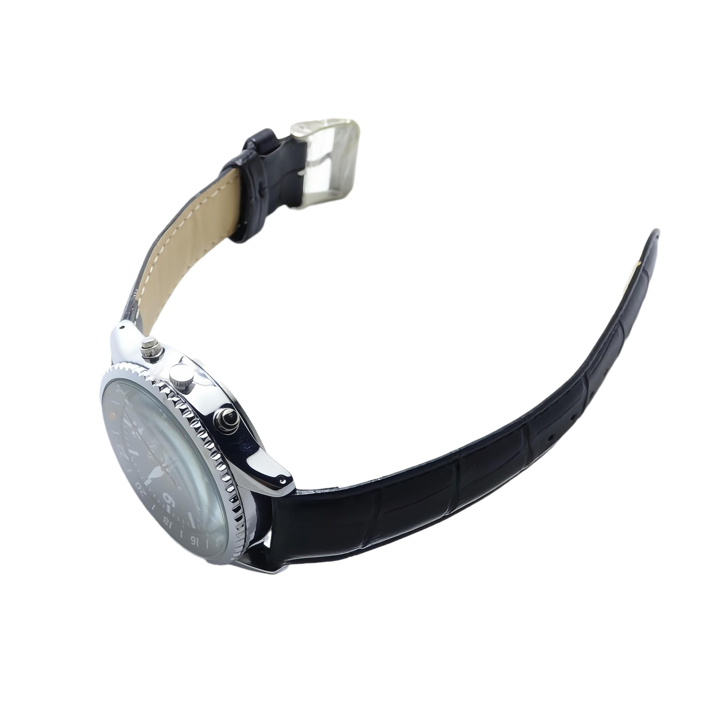 Orologio parlante per anziani ciechi ipovedenti Bracciale in pelle nera XM-IT-230601