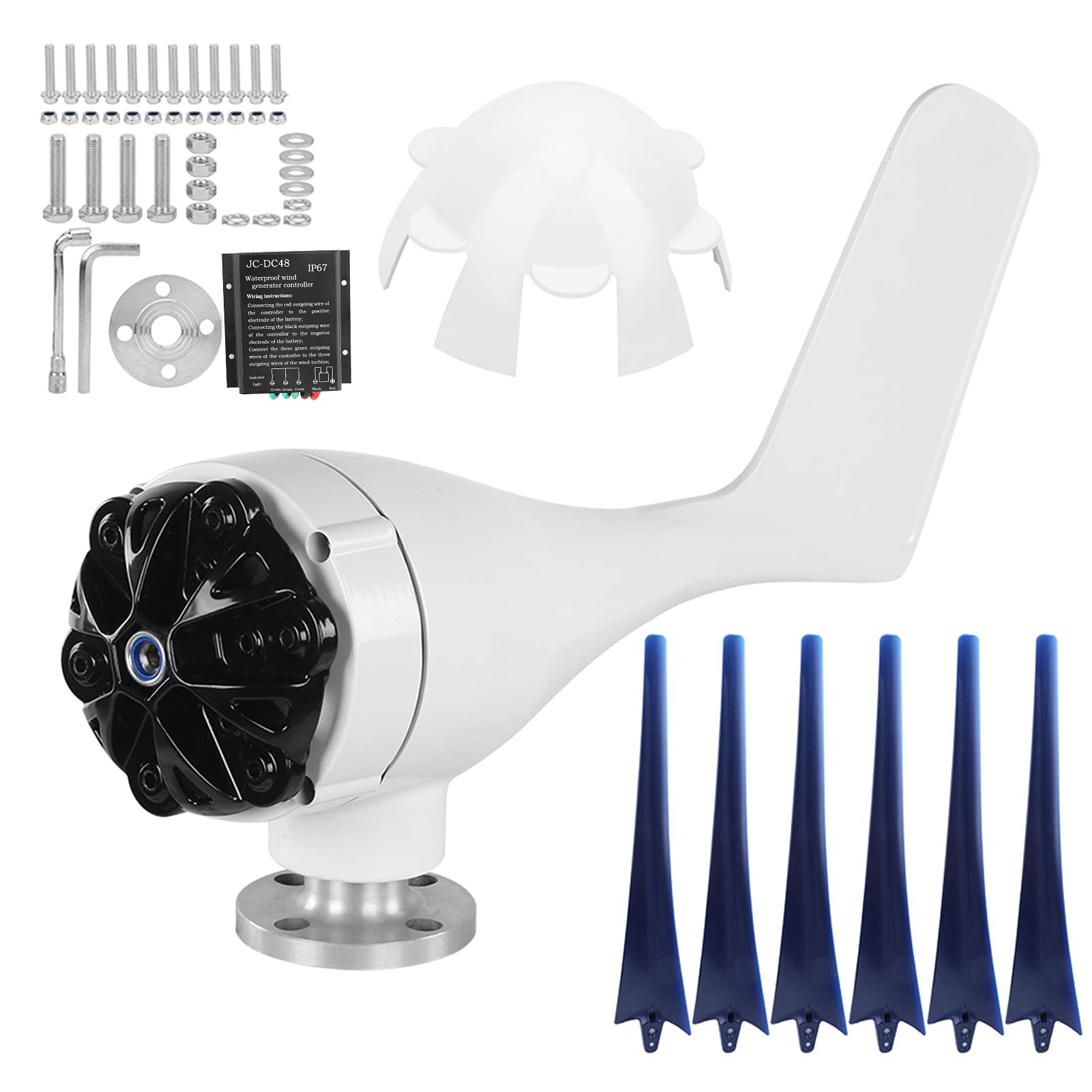 YWBL-WH Generador de Turbinas de Molino de Viento, Turbina Eólica de CA de 800 W con Rotor de Imán Permanente, Ideal para Carga de Barcos y Cabinas (48V)