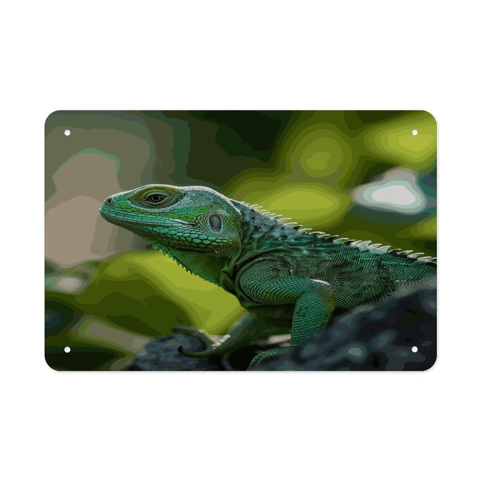 Fekiloot Style Green Lizard Metal Signs Wall Art Tin Sign