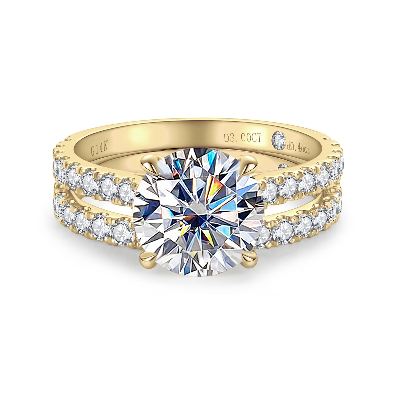 Solid 14K White Gold Moissanite Bridal Ring Set