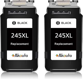 Akouta Remanufactured Ink Cartridges for Canon Ink 245 PG-245 XL for Canon Pixma MG2522 TR4520 MX490 MG3022 MG2922 TS3320, TS3420 TS3425 MG2520 TR4527 Printer(2 Black)