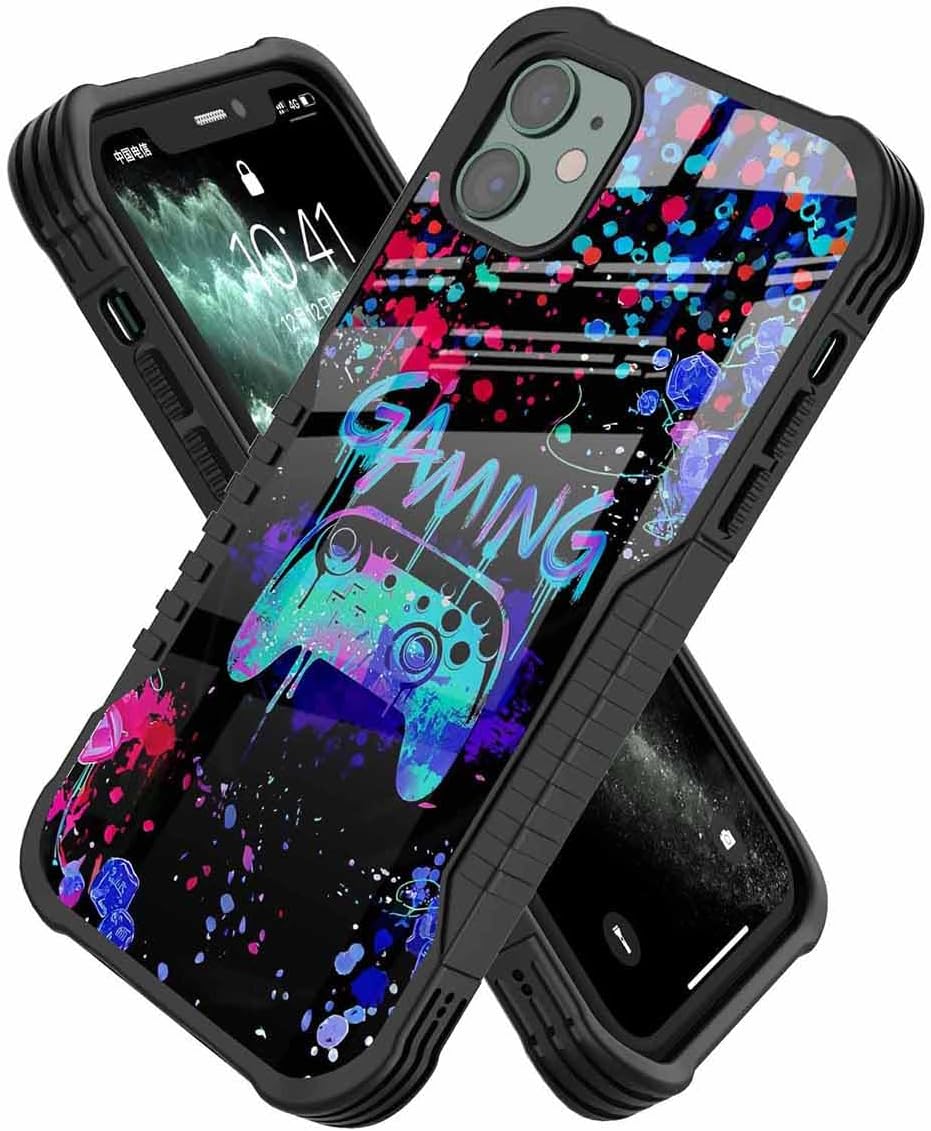 Compatible with iPhone 11 Case Anti Slip Shockproof Hard PC Back Soft TPU Prevention Protective Case, Unique Design Fashion Print for Men Women - Gaming